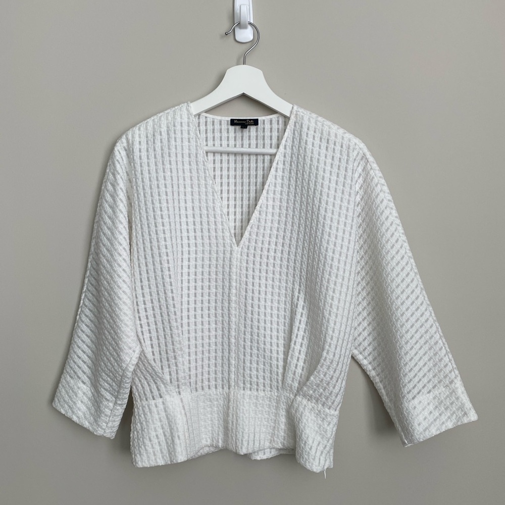 massimo dutti women’s white structured top minimalist capsule size 4
